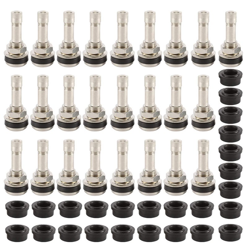 NovelBee 25 Pack of TR416 Metal Valve Stems Outer Mount Fits 0.453" & 0.625" Rim Holes - Image 1